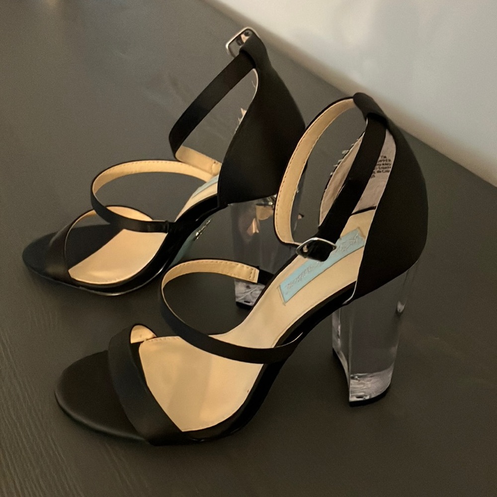 Betsey Johnson Black Sandals with Lucite Heel